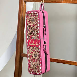 Support pour fer à friser en cuir véritable repoussé, design porte-bonheur 777, résistant à la chaleur, pour coiffure, support pour lisseur, Super Septembre - Product Image 4