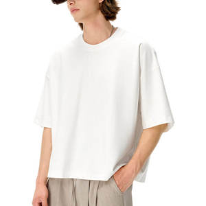 เสื้อยืดราคาถูกทรงโอเวอร์ไซส์สำหรับผู้ชาย ระบายอากาศได้ดี แฟชั่นขายส่งจำนวนมาก ทรงบ็อกซี่ เรียบๆ ไม่มีลาย สกรีนลายได้ตามต้องการ เสื้อสตรีทแวร์ 2026 - Product Image 4
