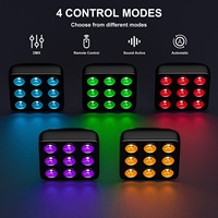 Projecteur carré RGBW à 9 LED, éclairage d'effets de scène, télécommande DMX512, projecteurs activés par le son pour DJ, spectacle, concert, fête, KTV