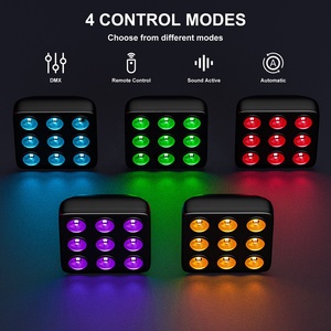 Faro Par Quadrato RGBW a 9 LED, Illuminazione per Effetti Scenici con Telecomando, DMX512, Attivazione Sonora per DJ, Spettacoli, Concerti, Feste, KTV - Product Image 3