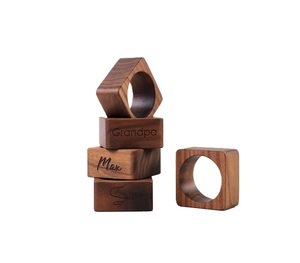 New Arrival Wood Napkin Rings for <b>Wedding</b> Restaurant Hotel Home Use Wholesale Wood Napkin <b>Tissue</b> Holder Party Decorate Best Sale - Product Image 4
