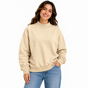 Sudadera Personalizada de Cuello Alto para Mujer, Estilo Urbano, Manga Larga, Talla Grande, para Uso Diario, Precio Económico, Hecha en Pakistán - Product Image 1