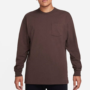 Nouveau T-shirt décontracté pour homme en coton de haute qualité 2026, à manches longues, design uni et vierge, avec col long tricoté - Product Image 1