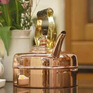 Hammered Matte Copper Tea Kettle with Upright Handle Handmade <b>Stove</b> Top Water Heater Pot for Kitchen Use and Gift Packaging - Product Image 5