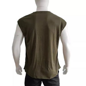 Camiseta sin mangas informal personalizada para hombre, de color sólido, 100% algodón, chaleco de gimnasio, culturismo, fitness, entrenamiento, singlet. - Product Image 3