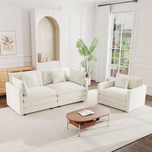 Set Divano a 2 Posti e Poltrona Decorativa, 2 Pezzi, in Ciniglia Imbottita per Soggiorno, Set di Sedie Confortevoli - Product Image 1