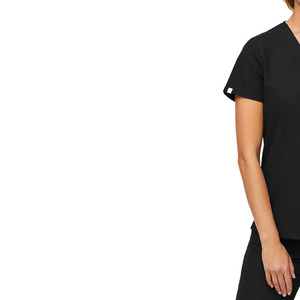 Blusa Médica Negra con Cuello en V y Manga Corta para Mujer, con Bolsillos, Uniforme de Enfermera de Hospital - Product Image 2