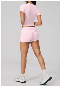 Nouvel ensemble 2 pièces de sport et yoga 2026 : T-shirt et short de fitness effet seconde peau, rehaussement des fessiers, doux, respirant, haute élasticité à l'avant - Product Image 3