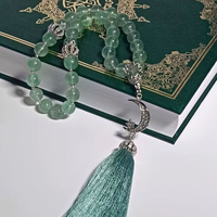 Chapelet religieux Tasbih Faturan, artisanat artistique original, traditionnel, 100% résine, haute qualité, fait main, émaillé, 45 perles, turquoise