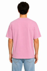 Men's Oversized Pink T Shirt Heavyweight Cotton Crew Neck Half Sleeve Casual Tee Premium Solid Color Basic T Shirt Relaxed Fit S - Product Image 3