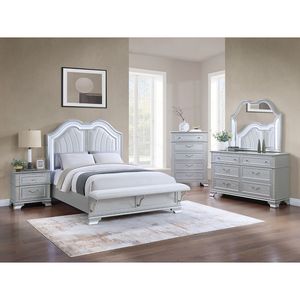 Cassettiera Contemporanea a 5 Cassetti con Finitura Grigio Eleganza, Pomelli e Maniglie in Cristallo per Camera da Letto, 1 Pezzo - Product Image 5