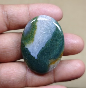 Cabujón de Cuarzo Ágata Musgosa Natural Verde, Piedra Ovalada Facetada Suelta para Joyería - Product Image 1
