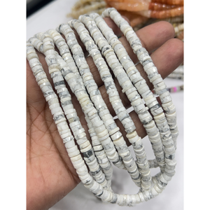 Perles de pierres précieuses de haute qualité pour la fabrication de bijoux, 17 pouces, Hawolite naturel, facettées, forme Heishi, taille 7-8 mm - Product Image 1