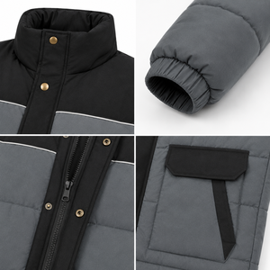 Chaqueta Acolchada Unisex de Invierno al por Mayor, Estilo Urbano, con Bloques de Color, Franja Reflectante, Color Personalizado, Marca Privada - Product Image 4