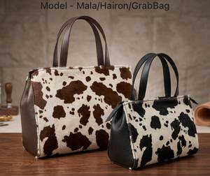 Bolso de Mano de Cuero Genuino con Borlas y Cierre de Dos Tonos para Mujer, Moda Verano 2024, Todas las Temporadas - Product Image 2