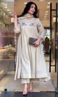 Ensemble Kurti en soie pure Mul Roman brodée avec pantalon élastique cousu et dupatta à bordure ajourée pour femme, tenue de soirée OO 55