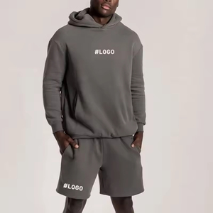Conjunto de Sudadera con Capucha y Pantalones Cortos Personalizados para Hombre, 100% Algodón, Traje Deportivo de Felpa con Diseño y Logotipo Personalizados - Product Image 1