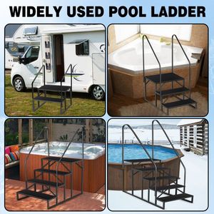 Scaletta per Piscina/SPA per Camper a 2 o 3 Gradini Antiscivolo, Capacità di Carico 660 Libbre, con Corrimano, Accesso a Livello Terra - Product Image 6