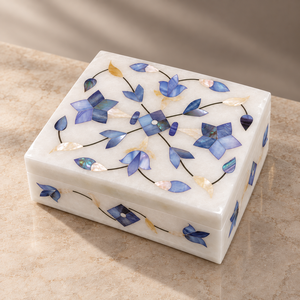 Floral Inlay Marble Modern Thanksgiving <b>Jewelry</b> Box with Rectangle Lid Closure for <b>Jewelry</b> <b>Storage</b> - Product Image 3