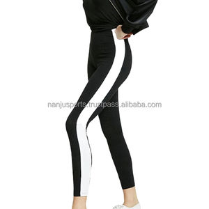 Wholesale High Quality Yoga Stripe Skinny <b>Leggings</b> for Women Breathable Knitted Fabric Custom Compressed <b>Leggings</b> - Product Image 1