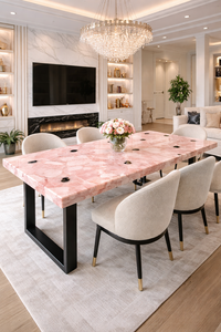 Pink Onyx Table <b>Top</b> with Black Stone Inlay Natural Onyx Coffee Table <b>Top</b> Handmade Stone Slab Table for Room Hotel Furniture Deco - Product Image 2