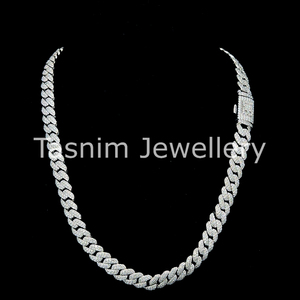 Cadena de eslabones cubanos de 10 mm y 20 pulgadas de ancho, estilo hip hop, unisex, de plata S925 chapada en oro rosa, para moissanita de corte brillante certificado - Product Image 6