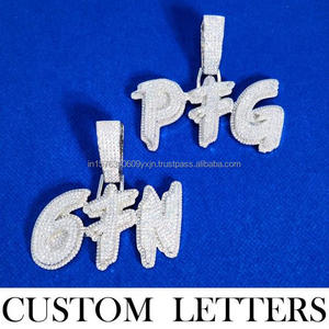 Luxury " PFG " Letter Necklace Iced Out Diamond Pendant Hip Hop Jewelry For Men - Product Image 1