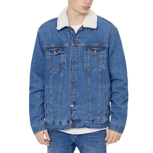แจ็คเก็ตยีนส์สีน้ำเงินฟอกสำหรับผู้ชาย ปักลาย ป้องกันลม กันหนาว ผ้าฝ้ายเชอร์ปา ขนแกะ คอปกพับได้ เป็นมิตรกับสิ่งแวดล้อม รับผลิตตามสั่งขายส่ง - Product Image 1