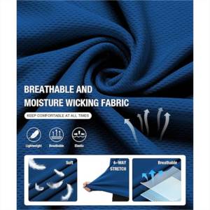 Polo à manches courtes bleu pour homme avec poche poitrine, en piqué de coton tricoté respirant, couleur unie, coupe classique - Product Image 3