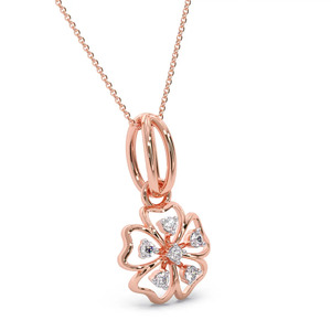 จี้สร้อยคอรูปดอกโคลเวอร์ห้ากลีบประดับเพชรทองคำ - Product Image 2