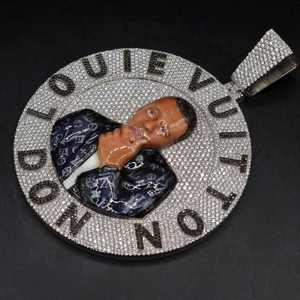 925 Silver Hip Hop <b>Memorial</b> Pendant Photo <b>Frame</b> Necklace with 3D Portrait Enamel Moissanite Diamonds for Gift - Product Image 3