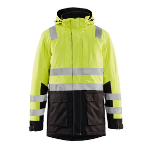 Solid Color Men's Winter Working <b>Jackets</b> Zippered Safety Workwear <b>Jackets</b> for Men High Visibility Reflective Work <b>Jackets</b> - Product Image 4