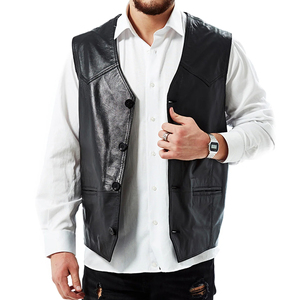 New Arrival Plain Dyed Breathable Custom Color Men Leather <b>Vest</b> Made in Pakistan Factory Made Men Leather <b>Vest</b> - Product Image 4
