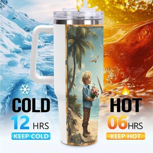 Vaso de acero inoxidable de 40 oz con doble pared aislante y diseño pirata para niños y adultos. - Product Image 6