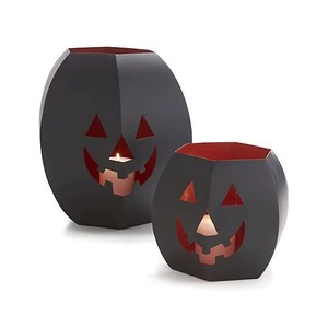 <b>Black</b> Metal Pumpkin <b>Lantern</b> With Gold Accents Halloween Decoration Indoor Use Adult Craft - Product Image 6