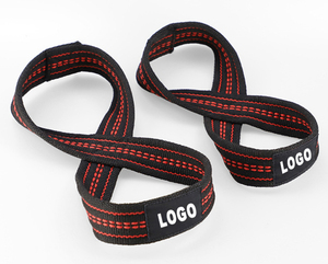 Sangle de musculation en coton robuste en forme de 8 pour haltérophilie, powerlifting et soulevé de terre, avec fermeture à clip - Product Image 2