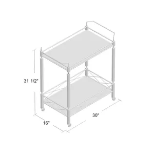 Modern Ceramic Rolling Eco-Friendly Beverage Serving Cart with Glass <b>Top</b> and Lower Shelf for Home Bar <b>Wedding</b> Dining Room Use - Product Image 2