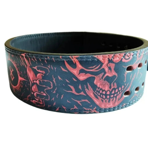 Cinturón de Levantamiento de Pesas Ajustable de Cuero Vacuno con Diseño de Calavera para Fisicoculturismo, Ajuste Universal, Capacidad de Carga de 15 lb - Product Image 1