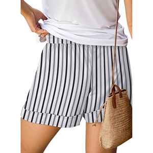 Shorts a Rayas para Mujer, Cintura Media, Corte Regular, Tela Oxford Informal, con Bolsillos, Estilo Transpirable - Product Image 2