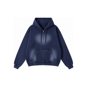 Sudadera con capucha extragrande vintage con cremallera, bordado y apliques personalizados, 440 GSM, peso pesado, ecológica, para invierno, OEM, con maqueta gratuita - Product Image 3