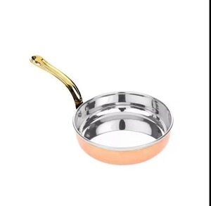 Copper <b>Saucepan</b> Round Hammered Metal Cooking Pot With Gold Handle Durable Antique Style - Product Image 3