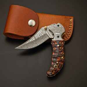 Cuchillo Plegable de Acero de Damasco para Camping, Precio Económico, Venta al por Mayor, Madera OEM, Product Palace LLC - Product Image 6