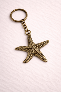 Vintage brass starfish keychain metal sea star <b>key</b> <b>holder</b> beach theme keyring for gift and souvenir use - Product Image 5