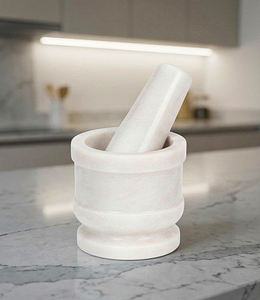 Juego de Mortero y Pilón de Mármol Blanco de Alta Calidad al por Mayor para Cocina, Molinillo de Hierbas y Especias, Tazón de Molienda de Piedra Duradero - Product Image 4