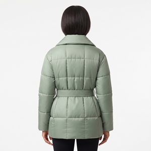 Custom Design Women's Lightweight Padded Coat Quilted <b>Belted</b> Puffer Jacket Warm Winter Casual Insulated Jacket - Product Image 6