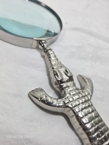 Silver Crocodile Magnifying Glass Handheld Animal Handle Magnifier Vintage Desktop <b>Decor</b> Luxury Gift Metal Craft Handicraft - Product Image 4