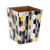Poubelle en bois artisanale de qualité supérieure, design unique, impression émaillée, écologique, portable, rectangulaire, pour intérieur/extérieur, salon