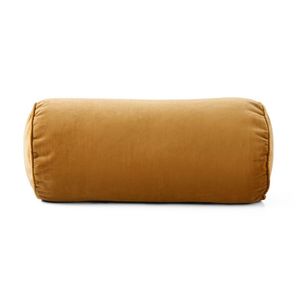 Coussin décoratif en velours 8x18 pouces marron brodé, housse de coussin de canapé unie - Product Image 2