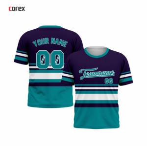 T-shirt Corex Teal uni à manches courtes avec impression du nom de l'équipe, col rond, coupe classique, tricoté formel, 180 grammes - Product Image 3
