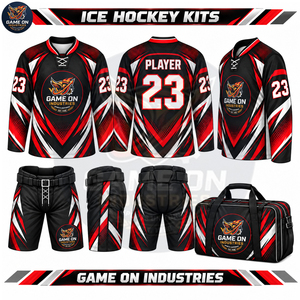 Ensemble complet d'uniformes de hockey sur glace personnalisés, maillot à manches longues sublimé, pantalon rembourré et sac de transport assorti, service OEM ODM en gros - Product Image 3